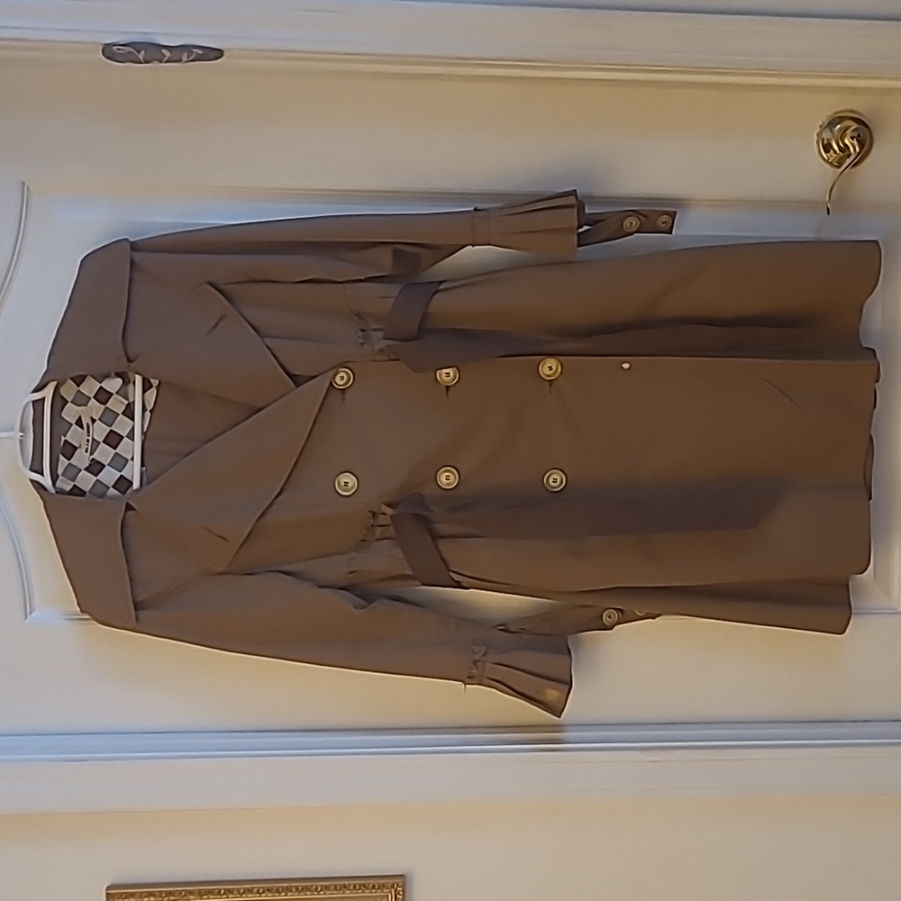 Deep Blue Made in Italy Brown 100% Cotton Trench Coat Style Jacket